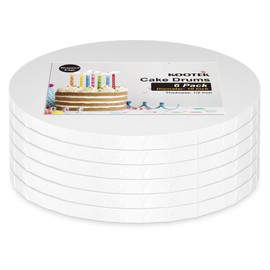 Kootek Cake Boards Drums 10 Inch Round, 1/2" Thick Professional Fully Wrapped Edges Decorating Supplies, White 6-Pack Sturdy Corrugated Cardboard Base, Base para Pastel