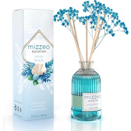 MIZZEO Reed Diffuser Set, Ocean Beach 6.76 fl oz Highly Scented Room Diffuser Home Fragrance Essential Oil Reed Flower Diffuser, House Bedroom Office Decor & Gifts