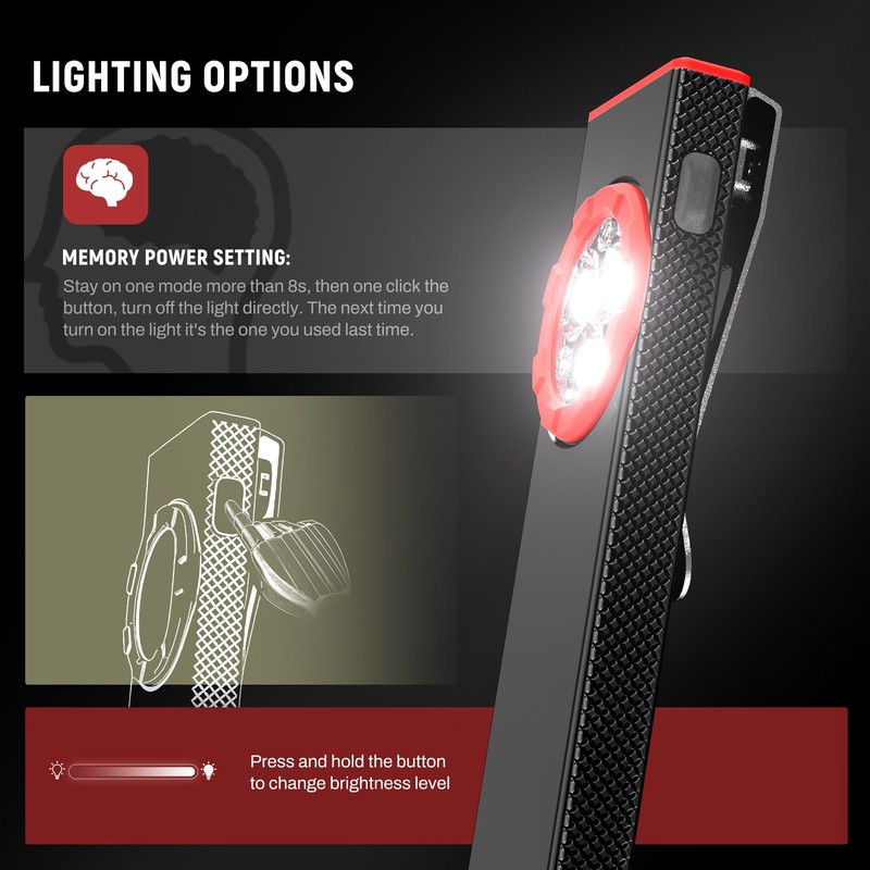lexall EDC Flashlight, 800Lumen Rechargeable Pocket Flat Flashlight, Magnetic LED