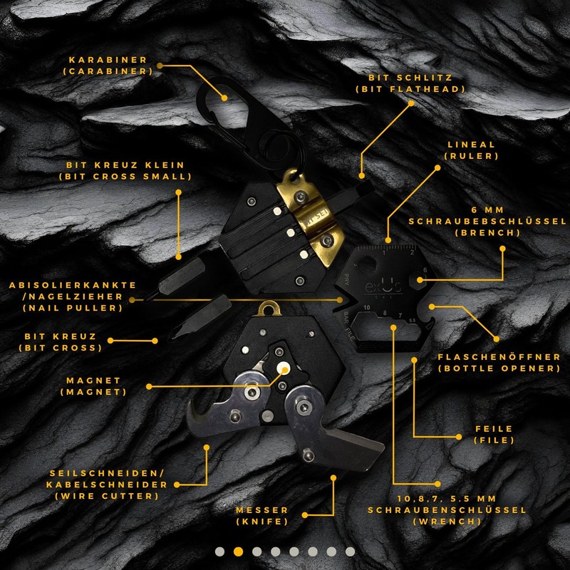 exUs 541 -16 in 1 Designer Multitool Tool Keyring Outdoor
