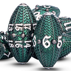ARUOHHA DND Metal Dice Black Green Dragon Egg Dice with Metal Box, Dungeons and Dragons Role Playing Game D&D Dice Polyhedral D and D Dice Set D20 D12 D10 D8 D6 D4