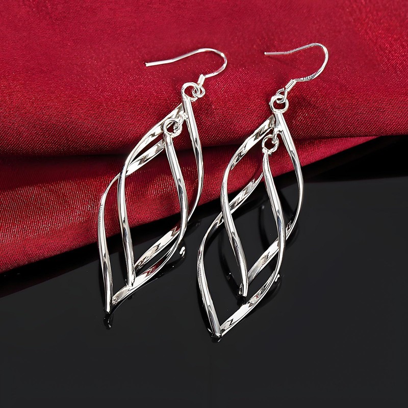 Teardrop Earrings for Women Double Twisted Linear Dangle Earrings Hypoallergenic