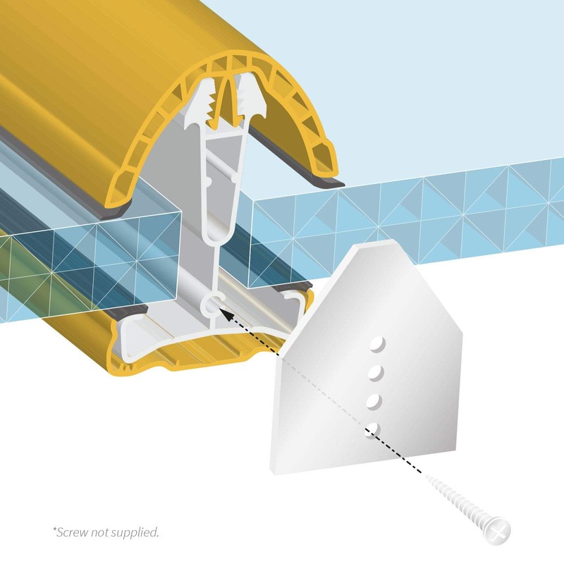 5 x Conservatory Roof End Plate Aluminium Stop Slipped Polycarbonate