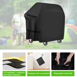 VFANDV Weatherproof Grill Cover, 210D Grill Cover, Waterproof Grill Cover, Weatherproof Oxford Grill Cover, Universal 145 x 61 x 117 cm