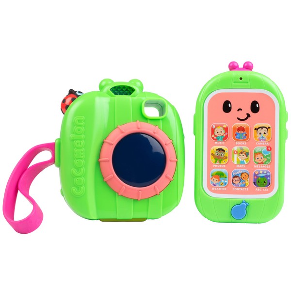 CoComelon Musical Cell Phone and Camera Pretend Toy Set - Great Electronic Learning Toy for Toddlers & Preschoolers - Officially Licensed - Gift for Kids - Ages 2+