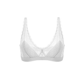 SilRiver Women's Silk Triangle Bralette Wirefree Lace Bras with Light Pads White