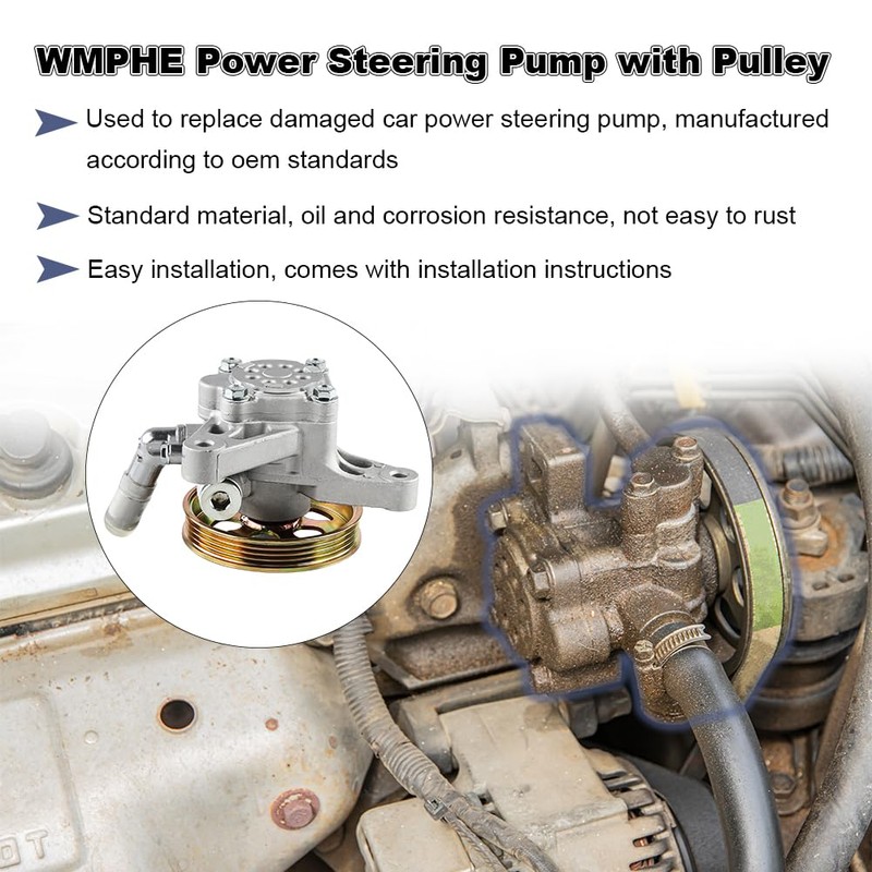 WMPHE Power Steering Pump with Pulley Compatible with Honda Accord