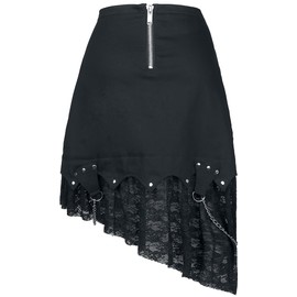 Gothicana by EMP Asymmetric Medium Length Skirt Black - xxl