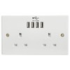 2-Gang UK Mains Socket with Four USB Ports