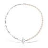 e-Crystal - 925 Sterling Silver White Freshwater Pearl Necklace +