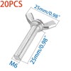 20 Pcs M6 Carbon Steel Zinc Plating Wing Butterfly Screws