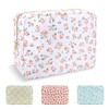 Bolsa de maquillaje floral grande impermeable, bolsa de almacenamiento de