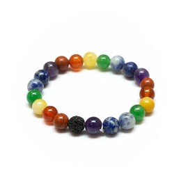 7 Chakra Crystal Bracelet for Woman and Man - Natural Energised Crystal Round beads Bracelet, Healing for Anxiety, Stress, Mental Peace and Meditation Seven Chakra - 8MM Beads