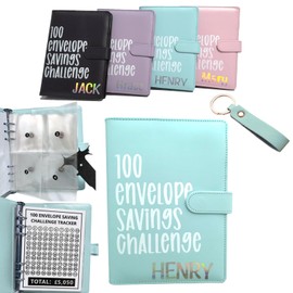 100 Envelope DIY Wallet Budget Cash Binder - 100 Day Money Saving Challenge - Turquoise Green