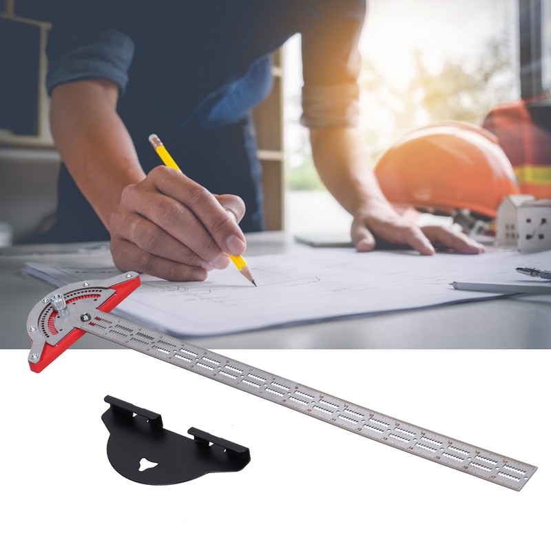 Woodworker Edge Ruler Protractor Portable Stainless Steel Angle Measuring Tool