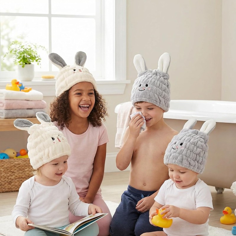 2 Piezas Gorro Secado Rápido para Niñas Toalla Absorbente de