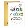 Funny Birthday Card for Son Stepson Grandson Boys, Quiney Contemporary Male Relation 'Happy Birthday' Greeting Card - Son Cheers - From The Party Time Range