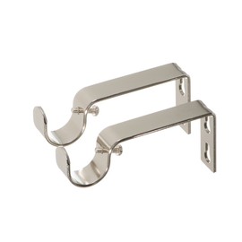 Ivilon Fixed Brackets for Curtain Rods - for 7/8 or 1 Inch Rods. Set of 2 - Brushed Nickel