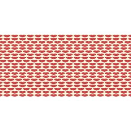 Ambesonne Valentine Pencil Pen Holder, Vibrant Red Colored Heart Shapes Tile Pattern Romantic in Love Theme Design, Printed Ceramic Pencil Pen Holder for Desk Office Accessory, Ivory Dark Coral