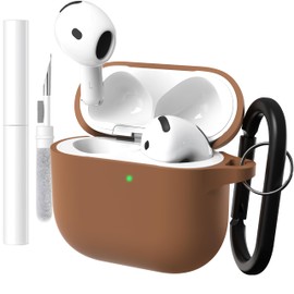 Brujula AirPods 4 Case, Silicone Protective Cover, Compatible with AirPods 4th Generation 2024, Brown, Active Noise Cancellation