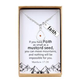 Uloveido Inspirational Faith Mustard Seed Necklace Big Teardop Pendant Adjustable Chain Christian Jewelry Gifts for Her Y1030 (big-drop)