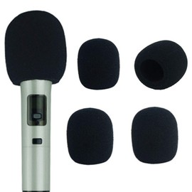 HIRAISM Microphone, Sponge, Windscreen, Noise Prevention, For Karaoke, Hand Microphone, Black, Set of 5