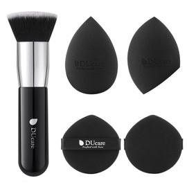 DUcare Christmas Sponges with Foundation Brush Makeup Puff Blending Foundation Sponge for Liquid BB Cream Mineral Powder Buffing Stippling