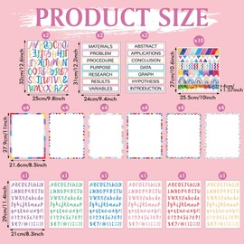 Dispowreath 96 Pcs Science Fair Board Supplies Includes Self Adhesive Science Fair Project Titles Science Subtitles Presentation Bulletin Border Letter Stickers for Classroom Office(Geometric,Fresh)