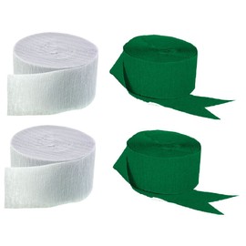 Green and White Crepe Paper Streamers (2 Rolls Each Color) MADE IN USA!