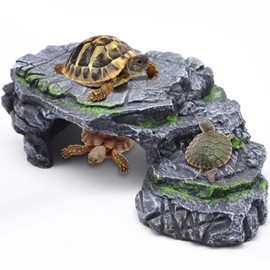 Moonorange Turtle Basking Platform Turtle Tank Decoration for Aquariums & Terrarium, Turtle, Lizard, Reptile Habitat Hideout (Black)