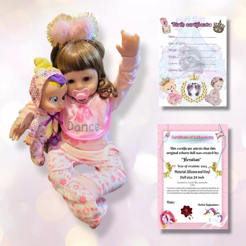 Hesstian 24-inch silicone vinyl doll with more than 10 accessories.