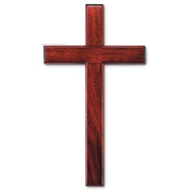 HJ Sherman 24 Inch Wall Cross Solid Mahogany Brown Wood Hanging Religious Décor 13.25" Wide x 1" Thick Decorative Christian Symbol for Home or Church Display