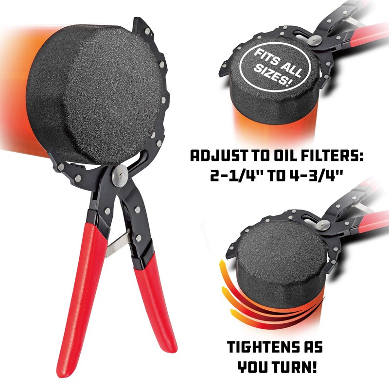 Powerbuilt Self-Adjusting Oil Filter Pliers, Adjustable Oil Filter Wrench, Grips