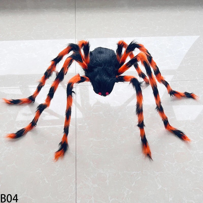 Giant Light-Up Spider for Halloween Decor – Poseable Black Plush