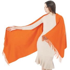 Women's Scarf Pashmina Shawls and Wraps for Evening Dress Wedding Bridesmaid Bridal Winter Warm Large Soft Silky Scarves Orange