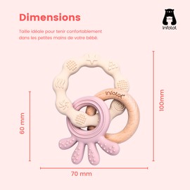 Infatot® Silikon-Beißring-Spielzeug für Babys von 0–6 Monaten – Wal-Okto – Baby-Beißspielzeug, Schnuller und Beißringe, BPA-freies sensorisches Baby-Kauspielzeug - Creme und Koralle