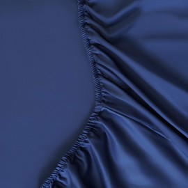 100% Organic Cotton Cal King Dark Blue Fitted Sheet | Percale Weave | 300 Thread Count | GOTS Certified | Cool Crisp Breathable | Luxury Finish | Fits Upto 17" Deep Pocket Mattress | Sustainable