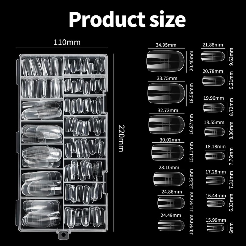 SUNNIFLY Pack of 150 Polygel Nail Shapes for Toes, 15