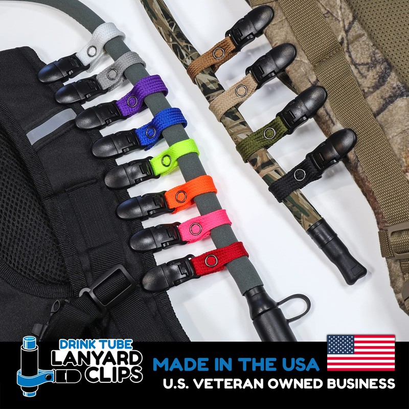 Hydration Pack Drink Tube Lanyard Clip (Fluorescent Yellow)