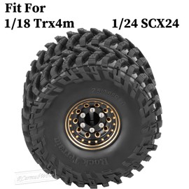 RcarmubWow 1.0 Beadlock Dually Wheels and Tires for 1/24 1/18 RC Crawler Car Axia1 SCX24 TRX4M,Soft Mud Tires 1.0 Beadlock Tires Set Brass 1.0 Beadlock Wheels Double Wheels,4pcs