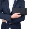 VISOUL Mens Checkbook Leather Wallets Long Bifold Wallets for Men