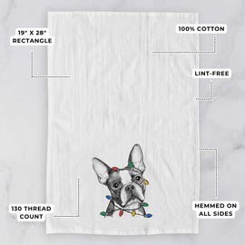 Inkopious Christmas Lights Dee Dee The Boston Terrier Tea Towel, Dishcloth, Dinner Napkin, Flour Sack Towel, Kitchen Decoration, Set of 1