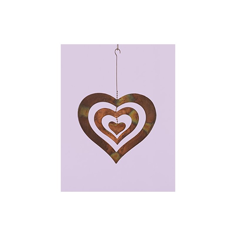 Ancient Graffiti Flame Triple Heart Spinning Heart Hanging, 9.5 by