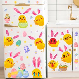 Easter Window Decoration Decals Double-Sided Easter Window Clings Indoor Easter Eggs Stickers for Glass Window Kids Easter Party Supplies Funny Peeking Chick Sticker for Living Room Bedroom Home Decor