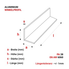 Gal Industrial Aluminium Angle Profile, 20 x 15 x 2 mm, Length 140 cm, Aluminium Angle Scalene Aluminium Profile, L Aluminium Angle, L Profile