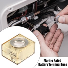 X AUTOHAUX Waterproof 200A Marine Rated Battery Fuse Terminal Fuse Only 58V DC Maximum