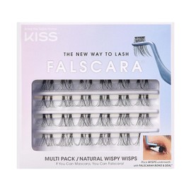 KISS Falscara Multipack False Eyelashes, Lash Clusters, Natural Wispy Wisps 10mm-12mm-14mm, Includes 24 Assorted Lengths Wisps