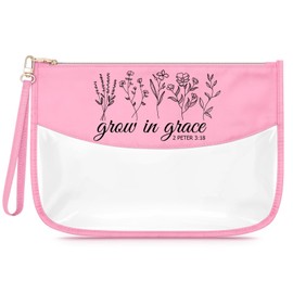 Sfodiary Christian Gifts for Women Faith Religious Makeup Bag for Friends Catholic Gifts Bible Verse Clear PVC Cosmetic Bag Inspirational Birthday Christmas for Women Girls Zipper Travel Pouch