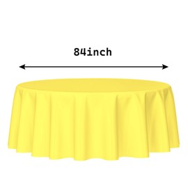 HEIPINIUYE 3 Pack Yellow Tablecloth Round 84 Inch Round Plastic Table Cloth Waterproof Disposable Round Table Cover for Party Birthday Camping Picnic Baby Shower Circle Tablecloth