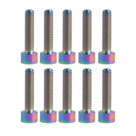 Dingtai Titanium Bolts M6 1.0 inch (25 mm) Allen Hex Socket Screw Screws, Pack of 10 (Rainbow)